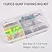 132Pcs Surf Fishing Tackle Kit Saltwater Surf Fishing Rigs Making Set Pompano Rig Floats Pyramid Sinkers Swivels Hokks for Bass Beach Ocean Fishing Gear Accessories