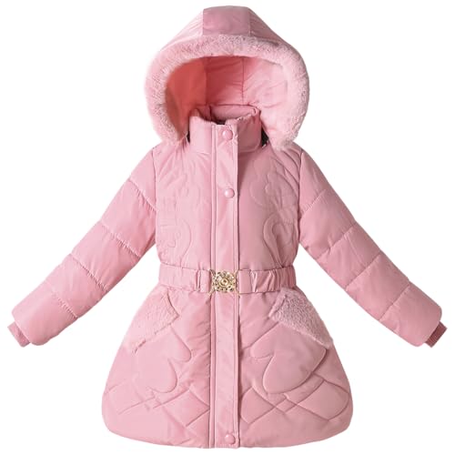 Girls Fleece Lined Jacket Coat with Hooded Size 4T-10T Cute Winter Warm Outerwear