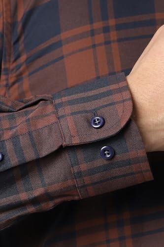 Image of Peter England Men's Checkered Cotton Shirt | Smart Casual | Full Sleeves