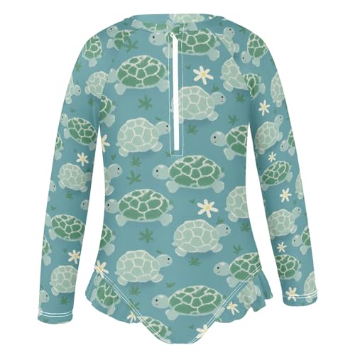ALAZA Toddler Swimsuit Girl Bathing Suit Swimwear Rash Guard Turtle Tortoise Cute Long Sleeve 3T2