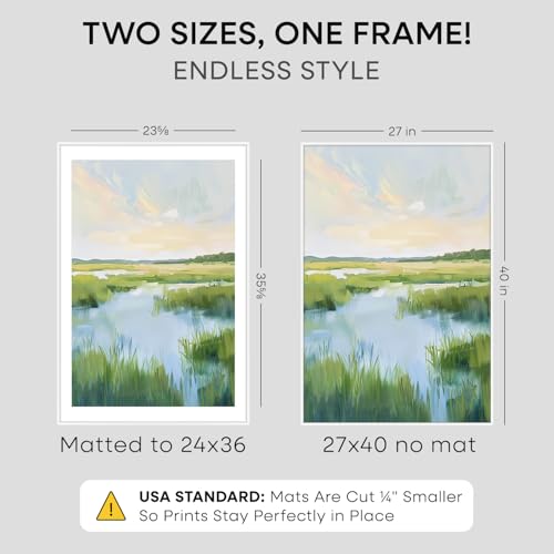 Image of Homeforia 27x40 inch Poster Frame White, High End Metal 27 x 40 Large Movie Picture Frames with Mat 24 by 36 in Photo, 27x40 Thin Frame Matted to 24x36, 40x27 Frame, Tempered Glass, Wall Kit, Set of 2