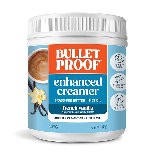 Bulletproof French Vanilla Creamer, 14.8 Ounces, Keto Coffee Creamer with MCT Oil and Grass-Fed...