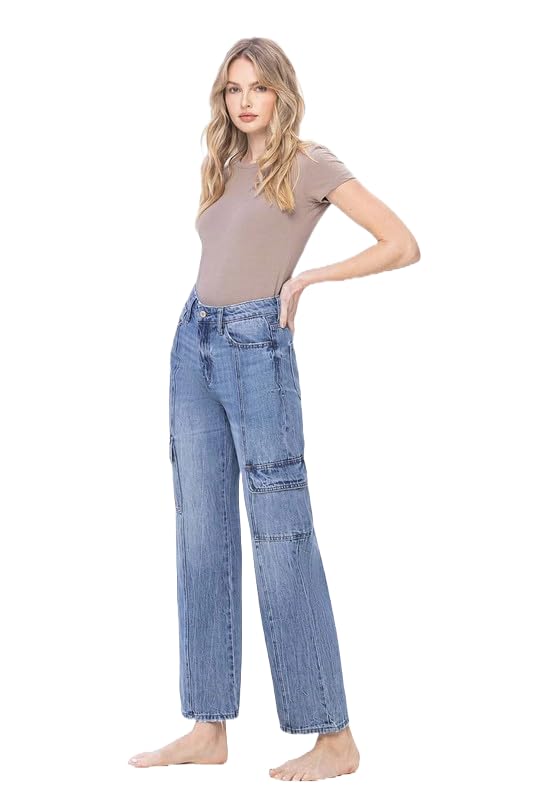 Vervet by Flying Monkey Women's High Rise Dad Cargo Jeans2