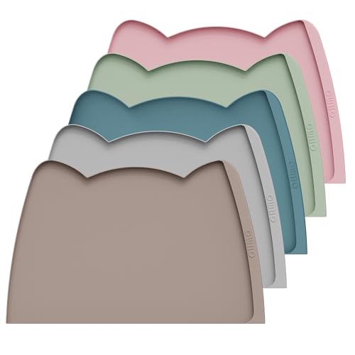 OHMO Tappetino Ciotola per Cani e Gatti in Silicone con Tasca per Residui, Impermeabile Antiscivolo a Prova di Fuoriuscita per Cibo e Acqua, 60x38cm