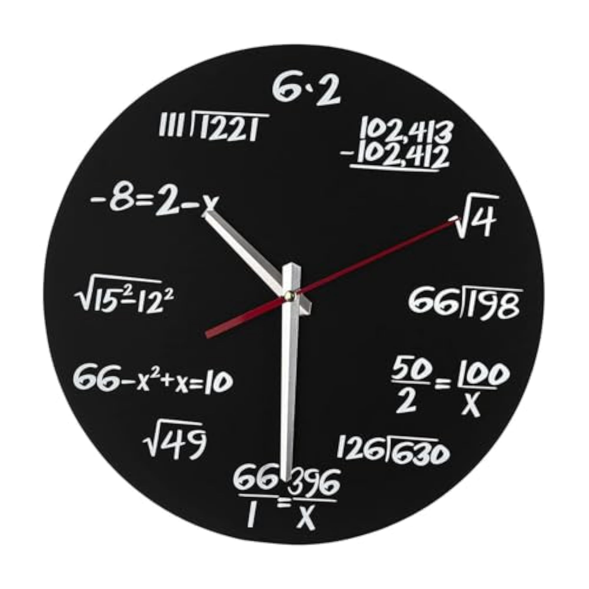 Math Clock Decoration Modern Design Non Ticking