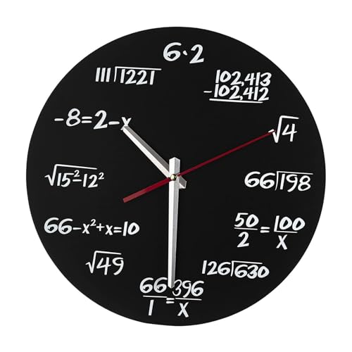 Horloge mathématique 12 Pouces Style B cadran noir pour enseignant et ingénieur