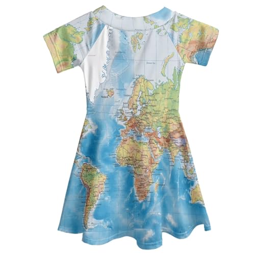 Girls Short Sleeve Dress Casual Twirly Crew Neck Dress Ruffle Swing A-line Summer Sundress for Toddler Kids2