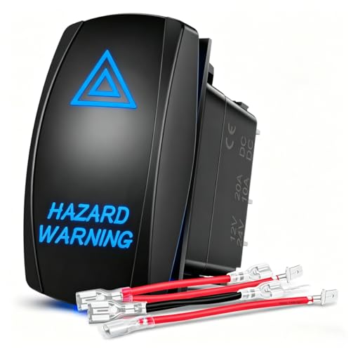 Gebildet Bleu Hazard Warning Interrupteur à Bascule 5Pin Laser Marche/Arrêt Lumière LED 20A/12V 10A/24V Interrupteur Jeu de Fils de Cavalier pour Camions de...
