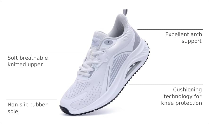 Image of Gyeice Women's Walking Shoes Arch Support Orthotic Breathable Tennis Sneakers for Plantar Fasciitis Pain Relief US 5.5-11