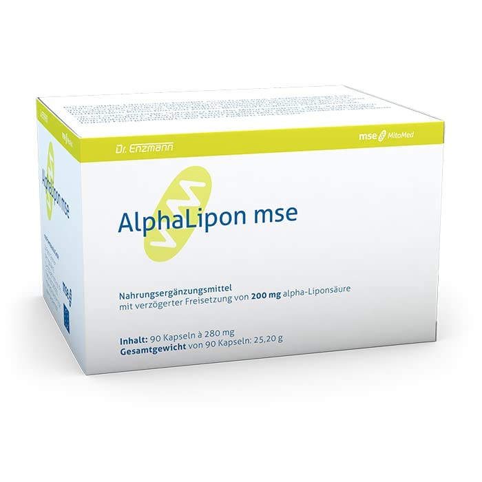 Alpha Liponsäure mse, 200 mg magensaftresistente Kapsel, hohe Bioverfügbarkeit, hochrein, verzögerte Freisetzung, fett- und wasserlöslich, vegan - Dr. Enzmann, mse Pharmazeutika GmbH