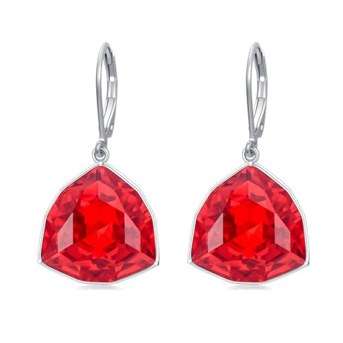 TOUPOP Ruby Earrings for Women Sterling Silver July Birthtonse Dangle Drop Leverback Earrings Mothers Day Birthday Gifts Jewelry for Women Mom Wife by TOUPOP - Used condition - US$43.38