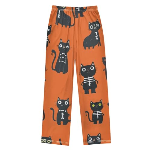 Cat Skull Boys Long Pants Soft Trousers Elastic Waist Kids Lounge Bottoms with Pockets S-XL2
