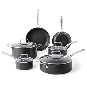 Martha Stewart Bosworth 10 Piece Hard Anodized Nonstick Aluminum Cookware Set – Black