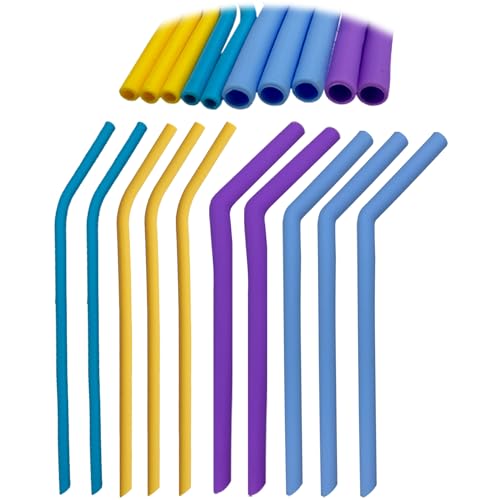 10 Piezas Pajitas Silicona Flexibles y Curvadas, Pajitas Silicona Forma Arcoíris sin Sabor a Caucho, Pajitas Coloridas y No Tóxicas para Niños