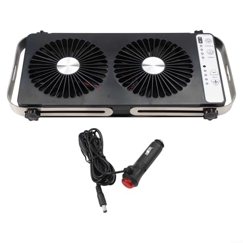 Honseadek Ventilateur de toit pour camping-car avec 4 vitesses réglables à double rangée de flux d'air pour une utilisation portable sur camping-cars et camping-cars (noir)