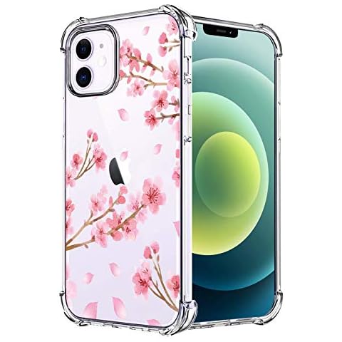 HEYORUN Cherry Blossom Clear Case Compatible for iPhone 12 Mini 5.4 Inches 2020, Sakura Girls and Women Floral Back Case Cover, Transparent Soft TPU Bumper Shockproof Protective Case Cover