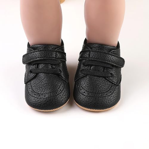 Image of SOFMUO Baby Boys Girls High Top Ankle PU Leather Sneakers Soft Rubber Sole Infant Moccasins Newborn Oxford Loafers Anti-Slip Toddler Wedding Uniform Dress Shoes