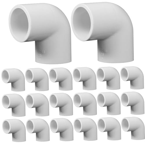 Configuración de tubería de 20 piezas de 20 mm PVC White PVC 90 grados Reemplazo de codo Ajuste de tubería múltiple para el marco del sistema de riego más
