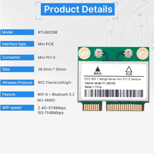 Tarjeta WiFi 6 RTL8852BE para solucionar problemas de conexión y cortes de internet en Windows 11 4