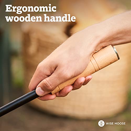 Wise Moose Fire Poker - 34 Inch Campfire Poker With Blow Poke Function, 2 Part Assembled Fire Pit Poker, Fire Poker For Fire Pit With Wooden Handle, Fire Pit Tools For Indoor, Fire Pit Poker Outdoor #TOP5