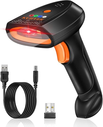 Image of ONLYU Bluetooth Barcode Scanner, Wireless 2D QR 1D Bar Code Scanners with LED Lights Display & AI Voice, Plug & Play Handheld Barcode Reader for iPhone, Android, iPad, Tablet, PC (LED Barcode Scanner)