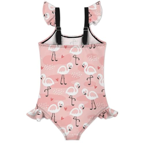 Image of Girls One Piece Swimsuit Cute Alpacas Hearts Stars Ruffles Swimwear Bathing Suits 3-12 Years