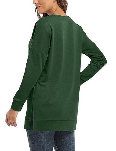 BETTE BOUTIK Women's Drop Long Sleeve Sweatshirts Casual Crewneck Tunic Tops Sweartshirts With Side Slits S-3XL