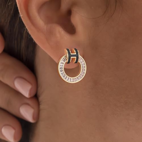 Gold Stud Earrings 14K Gold Earrings Enamel Earrings H Stud Earrings for Women Birthday Gifts for Women2