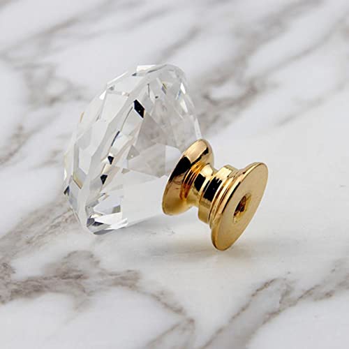 Yesmin Crystal Door Knobs,4 Pcs 30MM Crystal Drawer Carbinet Door Handle Puller with Screws for Home Kitchen Office Drawer Cupboard Closet(Gold) - Image 5