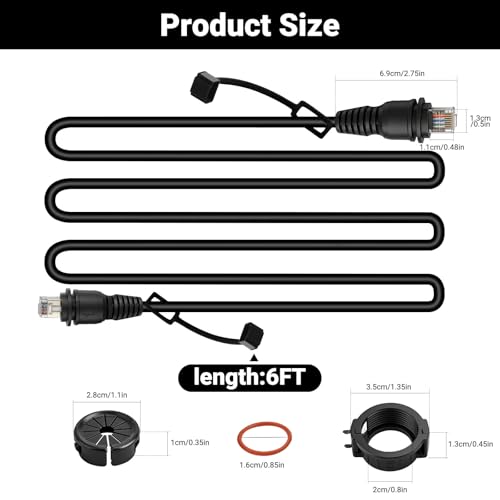 Image of Jerbor 6FT Marine Network Cable Fit for Garmin, Replaces 010-10550-00 | RJ45 Male to Male Waterproof Network Cord Fit for GPSMAP ECHOMAP UHD /Ultra, Fish Finder, GMR, GCV 10 Sonar Module, GMS 10