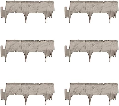 Suncast Interlocking Border Edging - Stone -Like Poly Construction for Garden, Lawn, and Landscape Edging - Water Resistant Border for Containing Trees, Flower Beds and Walkways - Light Taupe -Gray