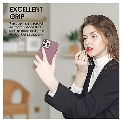 Abitku Compatible With Iphone 13 Pro Max Case 2021, Liquid Silicone Soft Gel Rubber 3 Layers Full Coverage Body [With Screen & Camera Protection] Shockproof Phone Case Cover 6.7 Inch (Lilac Purple) #TOP6