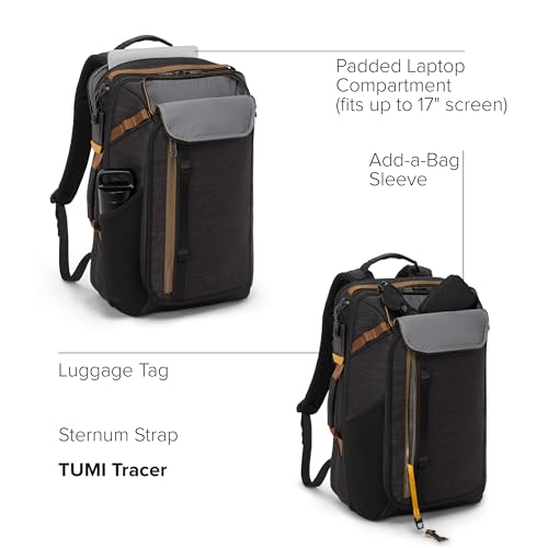 tumi - alpha bravo detrick backpack - multi-compartment travel gear - adjustable straps amp easy to carry - black onyx