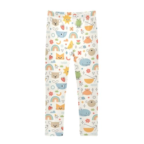Cute Playful Animals Girls Leggings,Workout Leggings for Girls Toddler Athletic Leggings Size for 3-10T