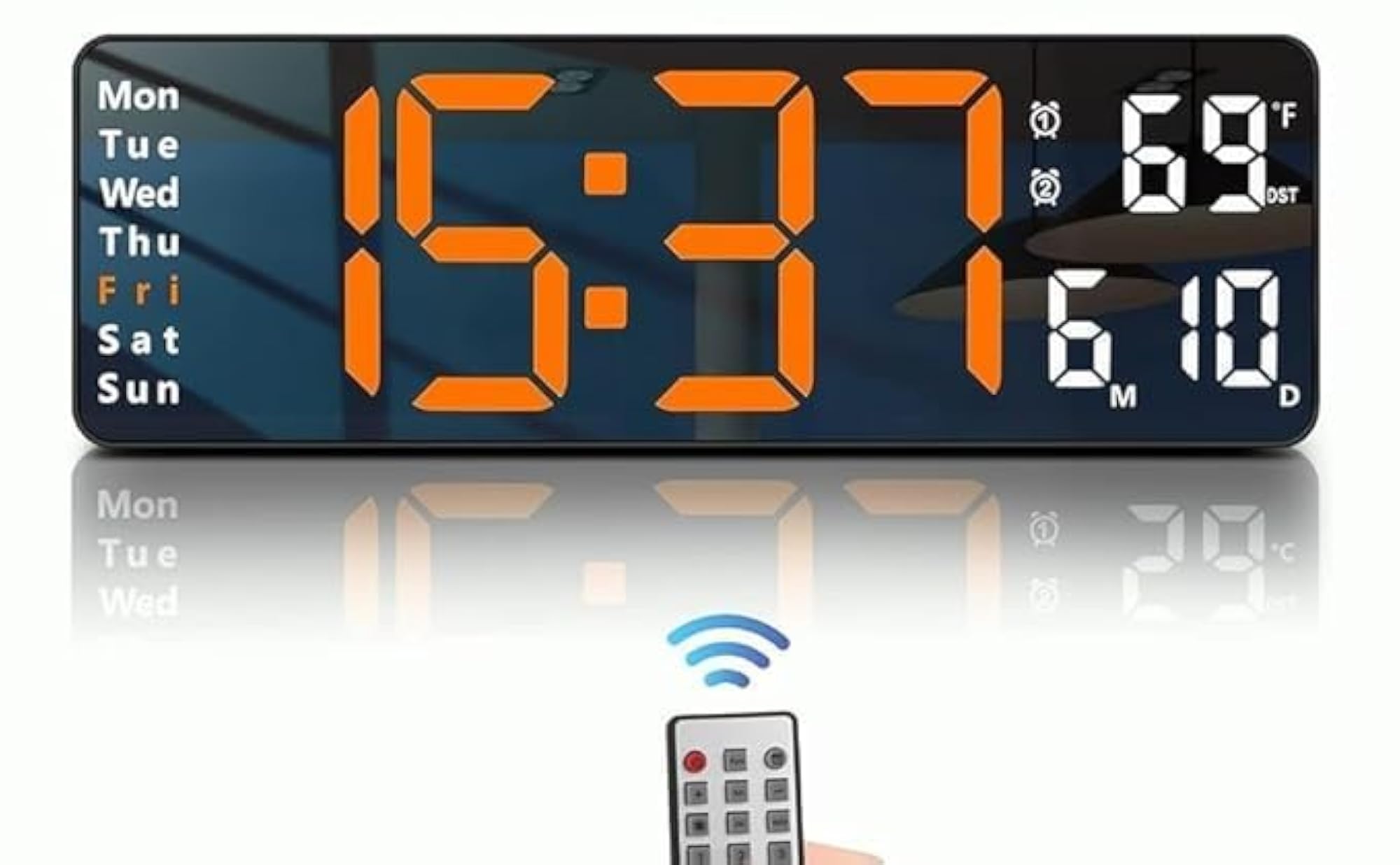 Digital Wall Clock, 16" Large Display with Remote Control