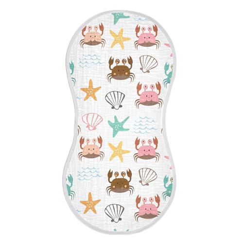 Cute Cartoon Crabs Baby Burp Cloths for Boys and Girls, Soft Muslin Spit Up Towels, 22