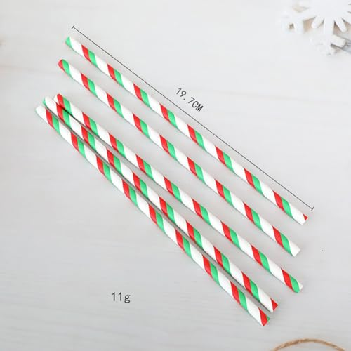 100 pitillos de papel rayados rojos para fiestas miniatura 4