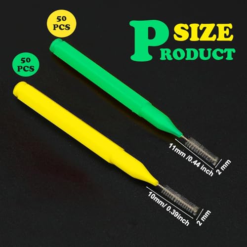 Image of Patelai 100 Pieces Braces Dental Brush for Cleaner Interdental Toothpick Dental Tooth Flossing Head Oral Hygiene Flosser Toothpick Cleaners Tooth Tool(Green, Yellow,Mixed Sizes)