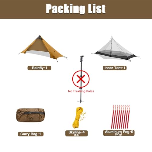 Image of Night Cat Ultralight Tent 1 Person for Professional Backpacker Hiker 2 LBS Backpacking Bivvy Ground Tent Heavy Rain Waterproof Trekking Pole Not Included