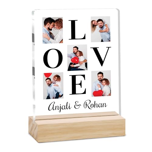 Image of Giftplease Customized Photo Frame with Wooden Stand | Transparent | Personalized Couple Picture Frame Gift for Girlfriend, Boyfriend, Husband, Wife |Anniversary, Wedding, Valentine s Day C 11
