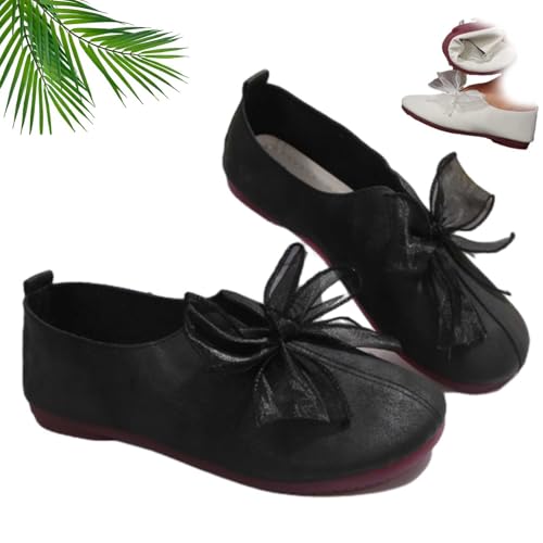 Dritnow Shoes, Women's Vintage Mary Jane Flats - 2025 New Round-Toe Soft Sole Shoes with Bow Detail, Womens Comfy Flat Ballet Shoe