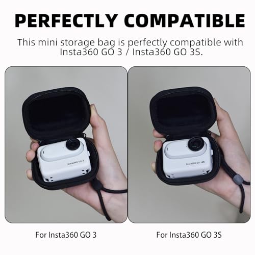 Image of Small Carrying Case for Insta360 GO 3,Mini Storage Bag PU Hard Shell Travel Portable Bag with Carabiner Pocket Size Action Camera Accessory(Black)