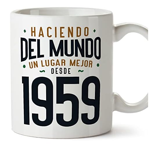 MUGFFINS Tazas 1959 Cumpleaños - En Español - Haciendo del Mundo un Lugar Mejor - 11 oz / 330 ml - Regalo original y divertido