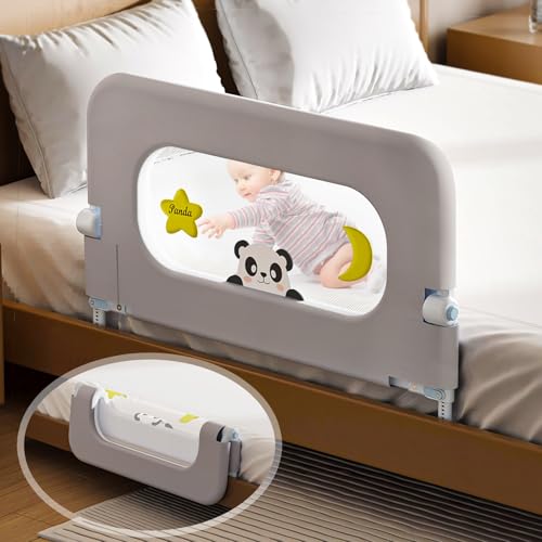Baby Bed Guard Rail for Toddler - Adjustable Heights, Swing Down Bedrail, Extra Tall Child Safety Side Railing Guards for Kids - Toddler Bed Rail for Queen, King, Twin, and Bunk Size Beds (32 inch)