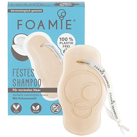 Foamie Solid Shampoo, Normal Hair & Curls with Coconut Oil, Hair Shampoo for Natural Shine 100% Vegan, Plastic-Free, 80 g Cover