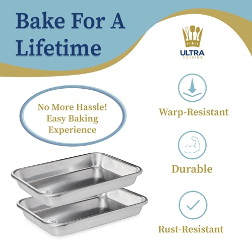 Professional Aluminum Eighth Sheet Pan - 1/8 Small, 6.97x10.16-inch Baking Sheet Set, 2-Pack - Easy Clean, Food Safe, Oven Safe, Commercial Quality - Rimmed Cookie Sheet Pan Perfect for Toaster Oven - Thumbnail 3