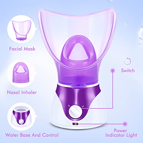 Facial Steamer - Hot Mist Face Steamer Home Sauna SPA Face Humidifier Atomizer for Women Men Gift Moisturizing Cleansing Pores with Blackhead Remover Kit