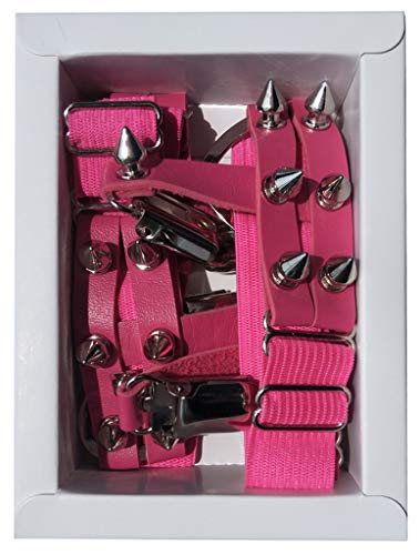 Women Girl Sexy Leather Heart Garters Punk Rock Rivet Stud Leg Ring 2Pcs Rose Red #TOP2