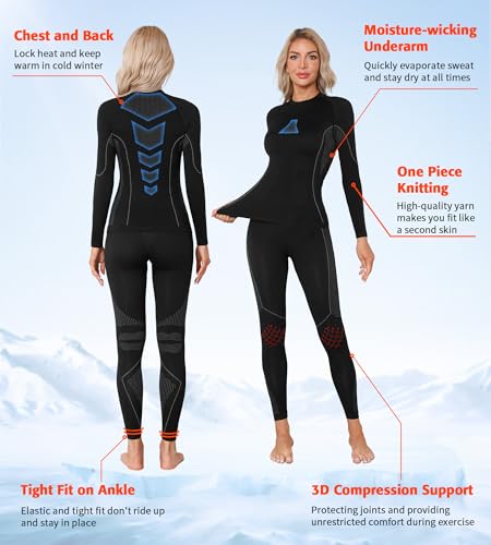 ATTRACO Womens Thermal Underwear Top and Bottom Sets Women Long Johns Warm Base Layer for Cold Weather2
