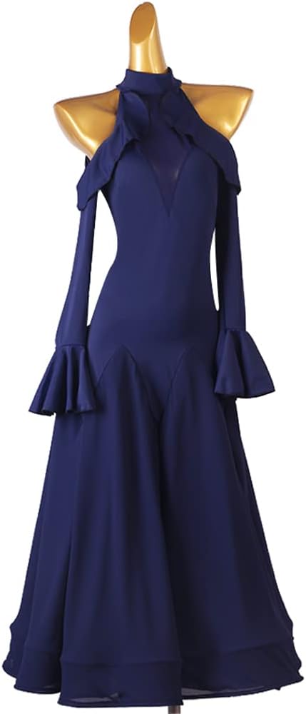 Navy Blue Practise Ballroom Dance Dresses for Women Waltz